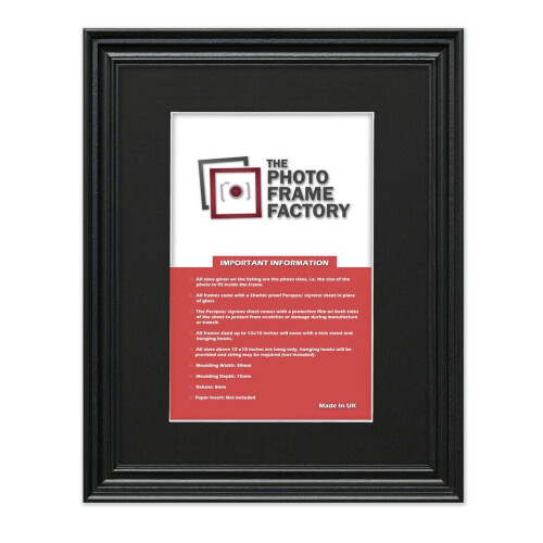(Black Frame Black Mount, 6x4 Pic (8x6 Frame)) Picture Frames Swept Style Photo Frames Poster Frames With Multicolored Mounts
