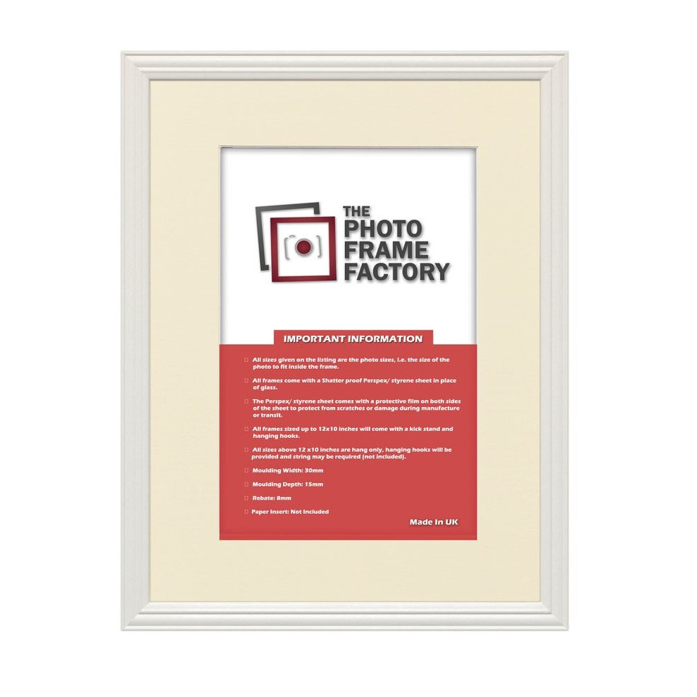 (White Frame Ivory Mount, 15x5 Pic (18x8 Frame)) White Antique Traditional Style Photo Frames Picture Frames Poster Frame With Multicolored Mounts-image-OPC-P7DMDQV-NEW