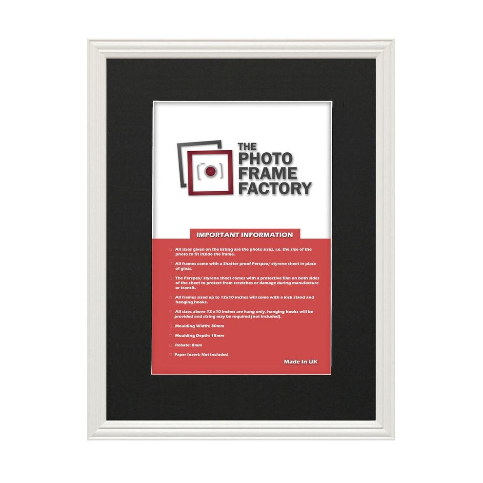 (White Frame Black Mount, 15x10 Pic (18x14 Frame)) White Antique Traditional Style Photo Frames Picture Frames Poster Frame With Multicolored Mounts-image-OPC-P7DMDQM-NEW