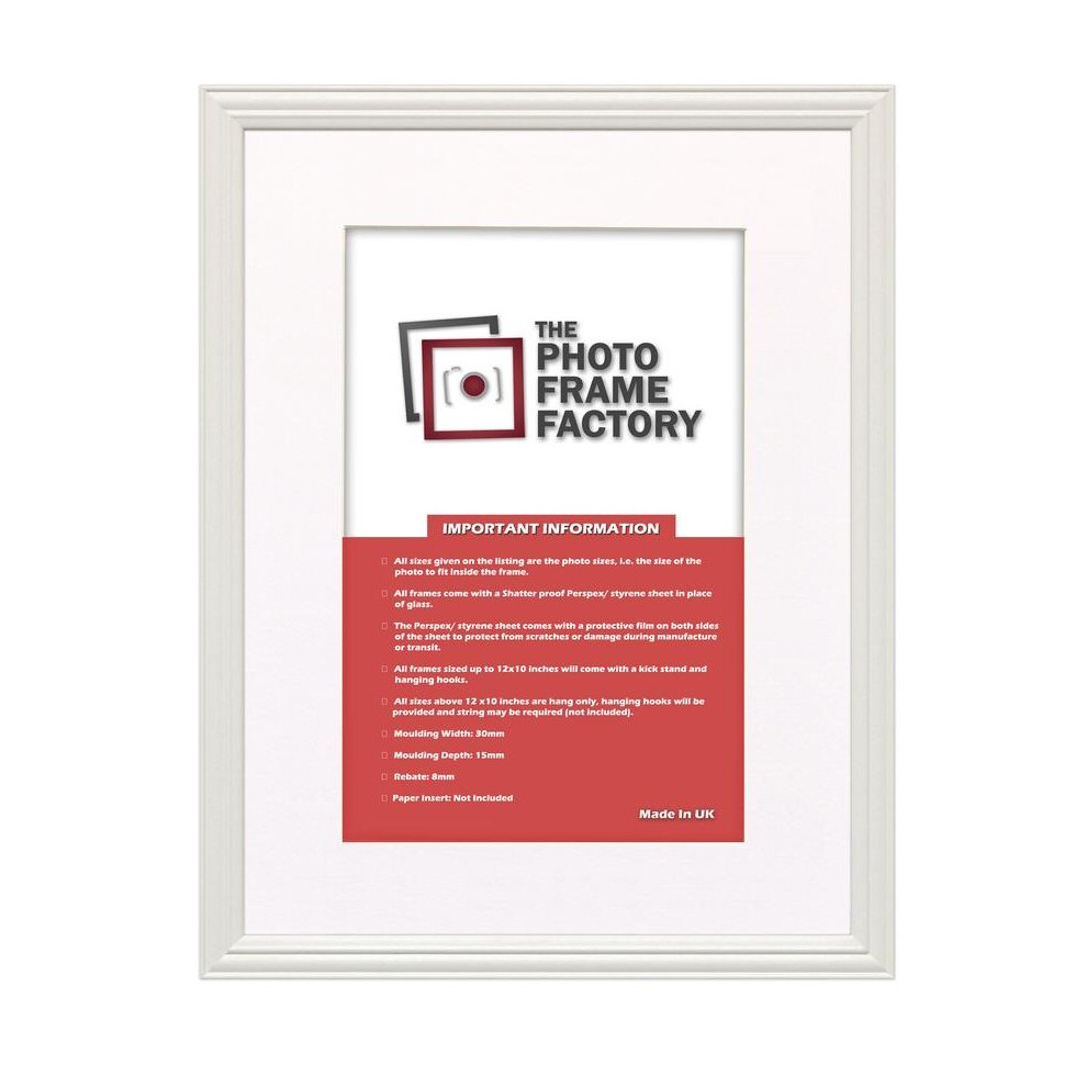 (White Frame White Mount, 10x4 Pic (12x6 Frame)) White Antique Traditional Style Photo Frames Picture Frames Poster Frame With Multicolored Mounts-image-OPC-P7DMDPN-NEW