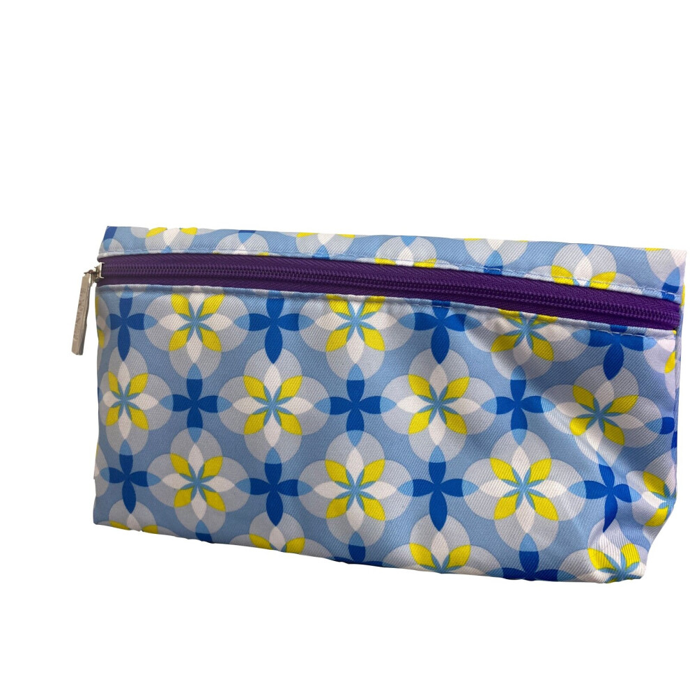 Clinique Blue White Yellow makeup cosmetics bag