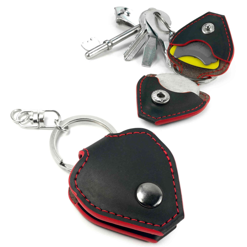 Tuff-Luv Personalised Leather Guitar Pick / Plectrum case & Keyring - Black