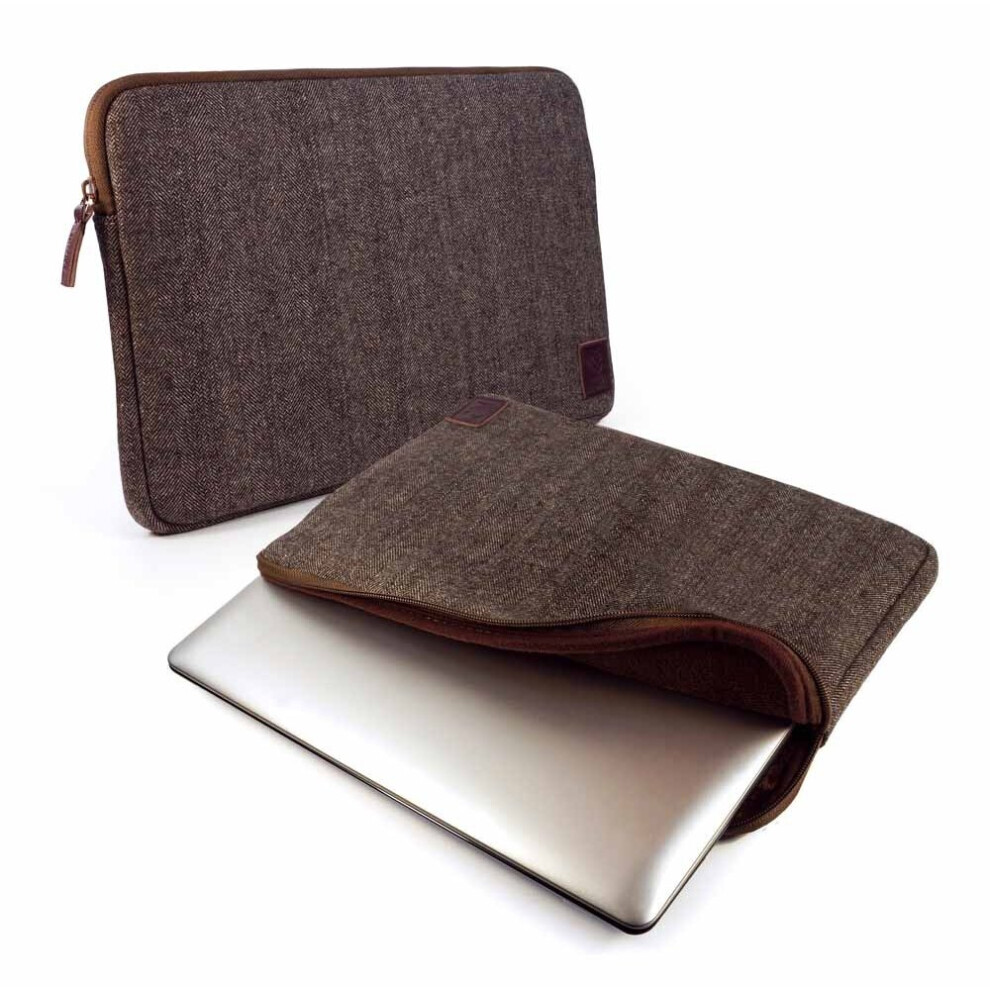 Tuff-Luv Herringbone Tweed protective sleeve case cover 12" Macbook - Brown