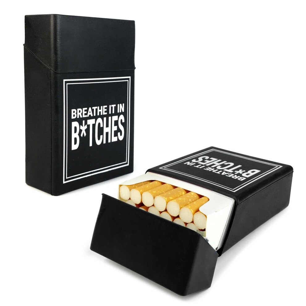 TUFF LUV Silicone Cigarette Case Cover Novelty - Black (Breathe it in B*tches)