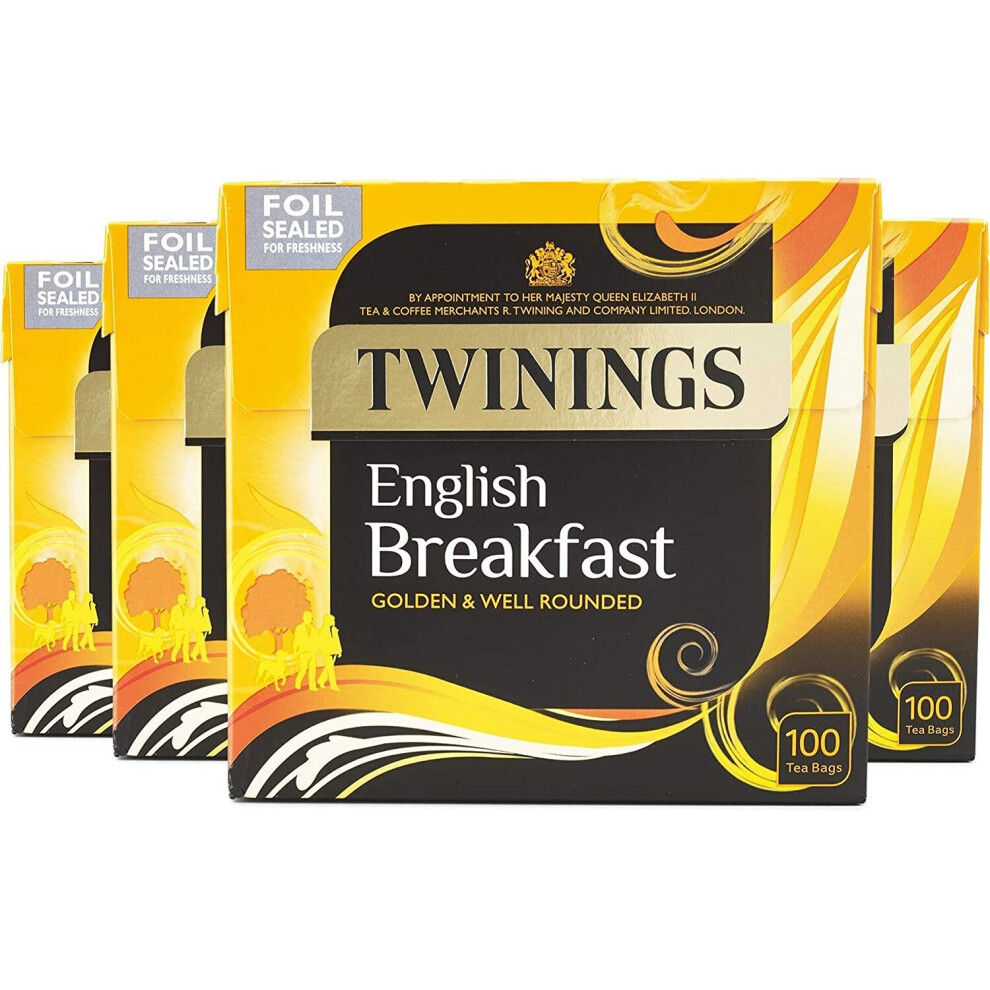 Twinings English Breakfast Tea 400 Tea Bags, (Multipack of 4 x 100 Tea Bags)