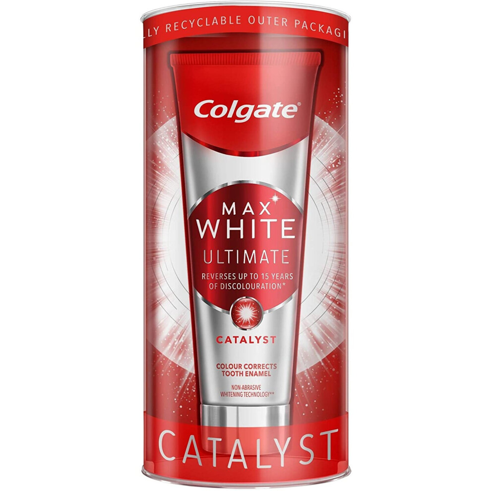 Colgate Max White Ultimate Catalyst Toothpaste 75 ml, Teeth Whitening and Colour Correcting Fluoride Toothpaste, Pack of 1