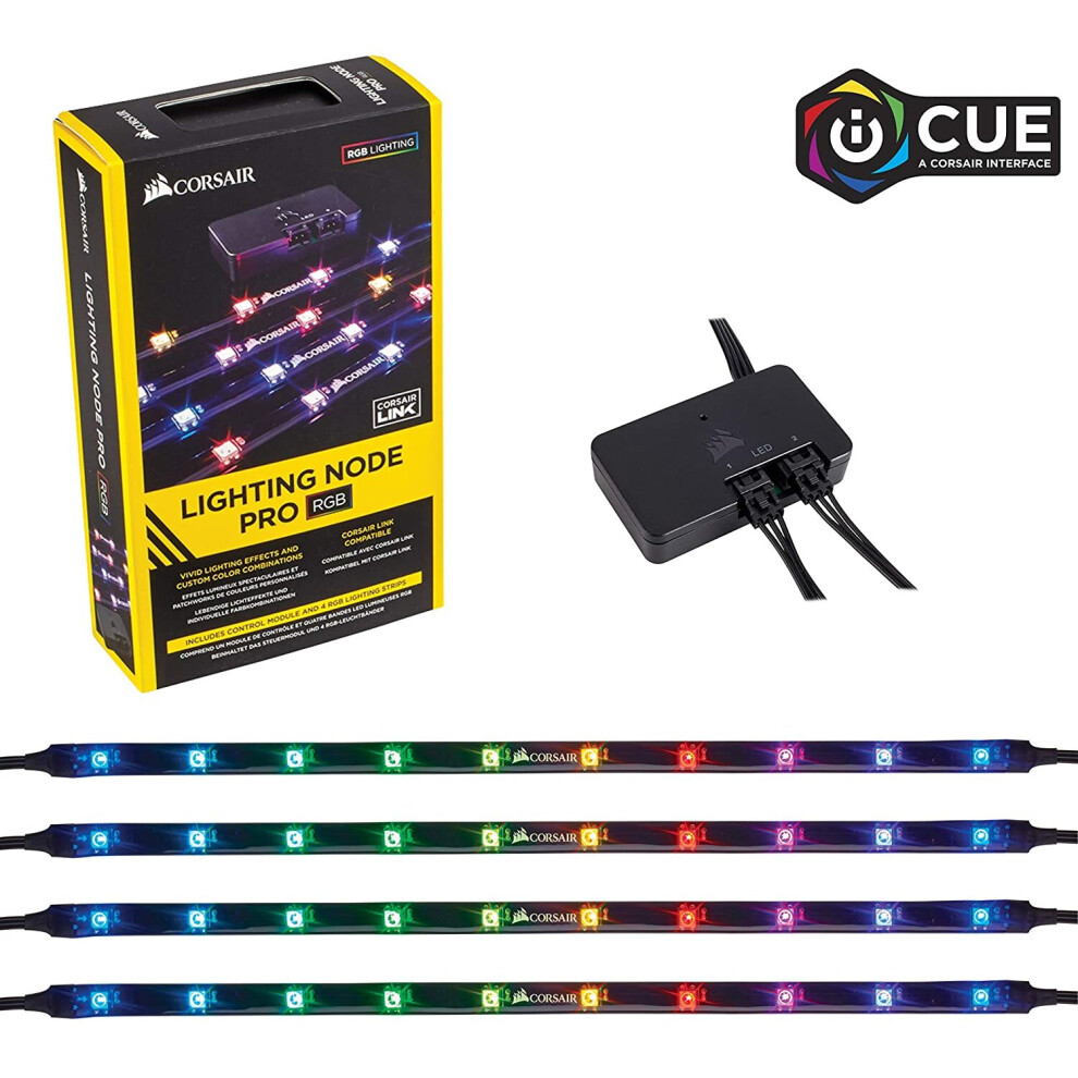 Corsair CL-9011109-WW Lighting Node Pro RGB Lighting Controller with 4 Individually Addressable RGB LED Strips, Black