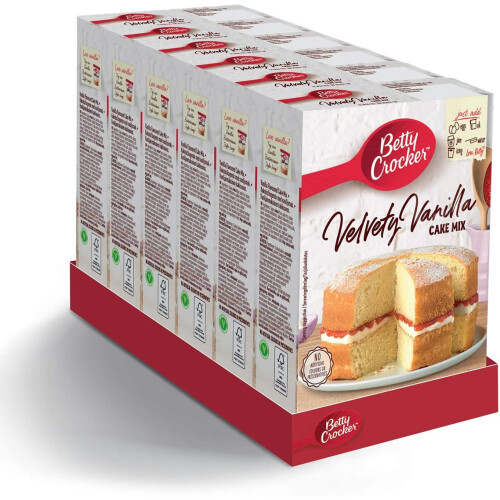 Betty Crocker Velvety Vanilla Cake Mix 425g (Pack of 6)