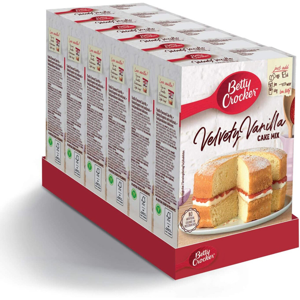 Betty Crocker Velvety Vanilla Cake Mix 425G (Pack Of 6)