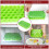 (Green) Vinsani 2 Pack Ice Cube Hexagon Tray Set with Lid 9