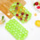 (Green) Vinsani 2 Pack Ice Cube Hexagon Tray Set with Lid 5
