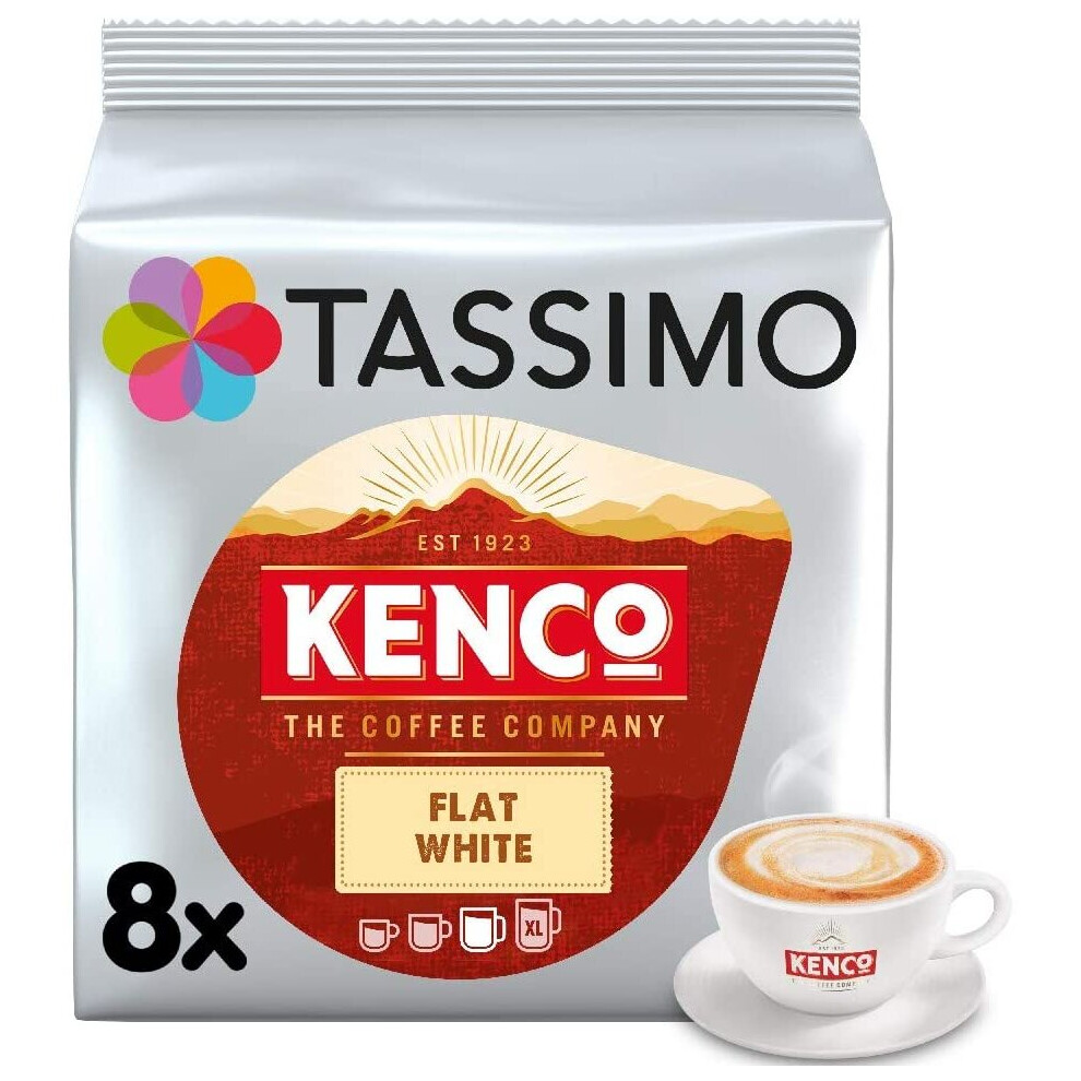 Tassimo Kenco Flat White Coffee Pods (Pack of 5, Total 40 Coffee Capsules)