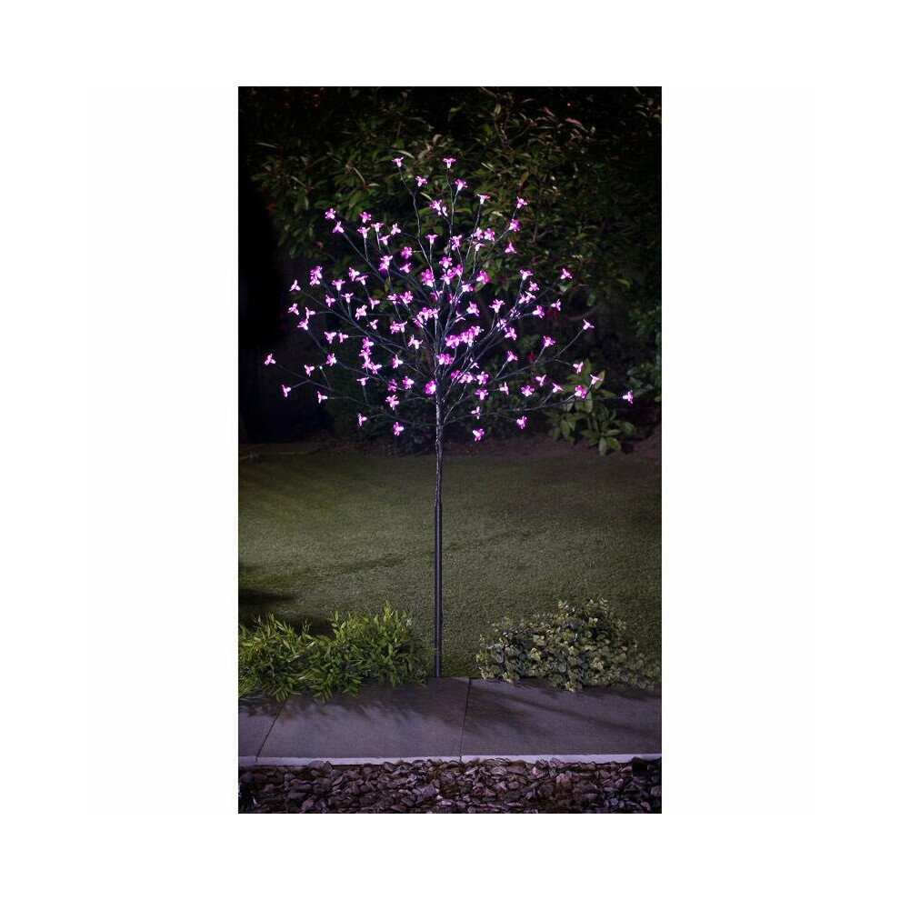 Solar Powered Decorative 4Ft 128 Led Blossom Pink Garden Tree G-0168