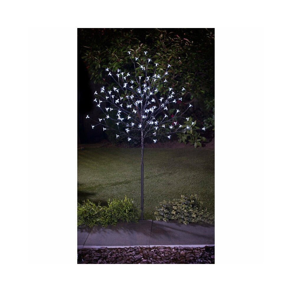 Solar Powered 4Ft 128 Led Blossom White Tree Garden Deco G-0169