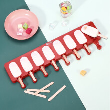 Vinsani Ice Lolly Mould Silicone 8 Cavity Lolly with 50 Sticks - Red