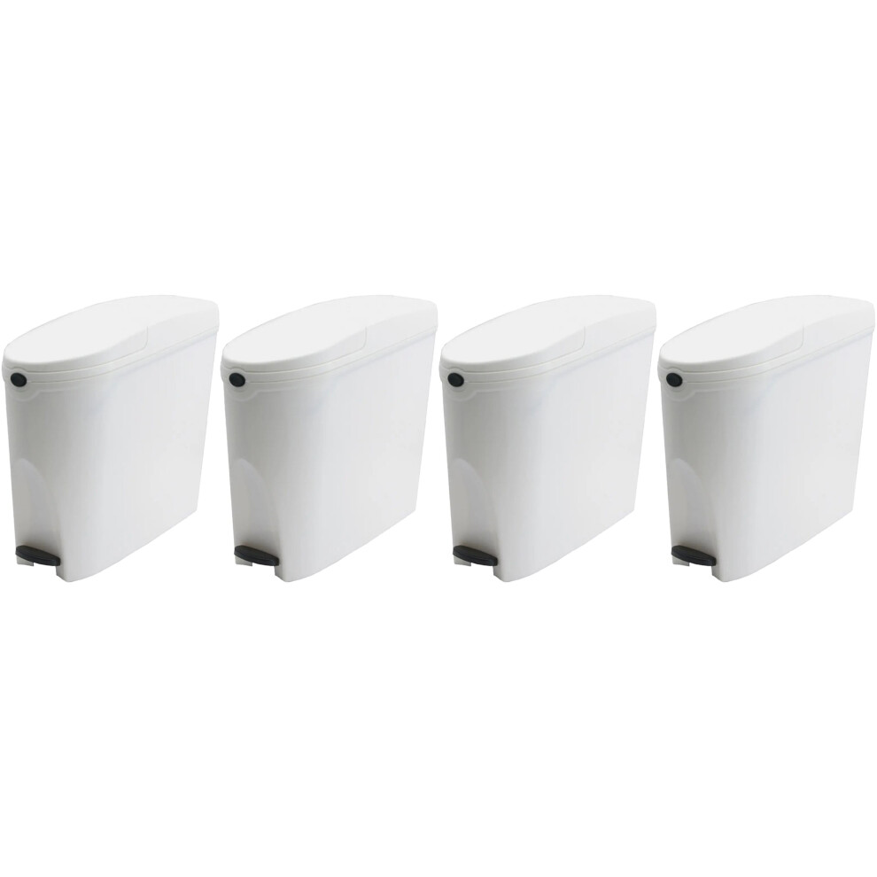 4 x White Pedal Operated Sanitary Bin 20 Litre Capacity