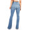(Blue, L) Women's Denim Jeans High Waist Loose Buttons Trouser Casual Bell-Bottoms Pants 3
