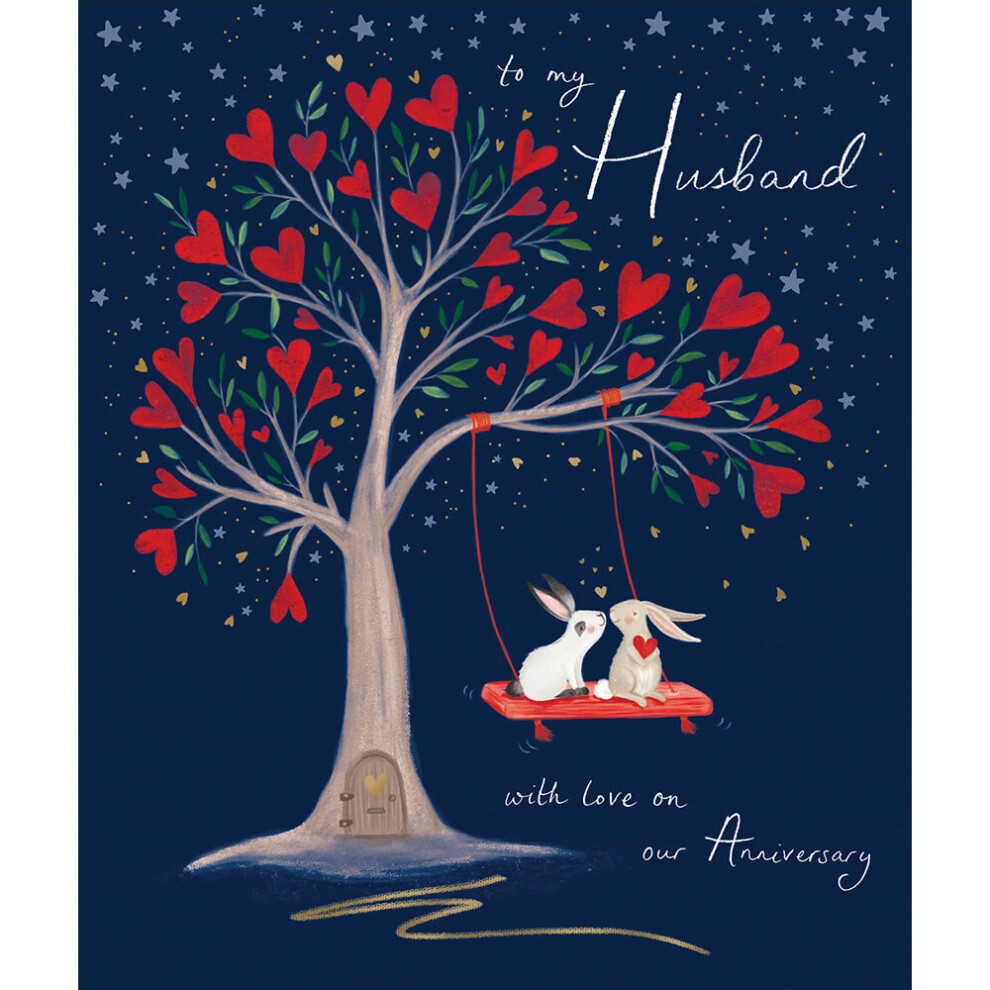 My Husband With love Gold Foiled Anniversary Greeting Card Woodmansterne Cards