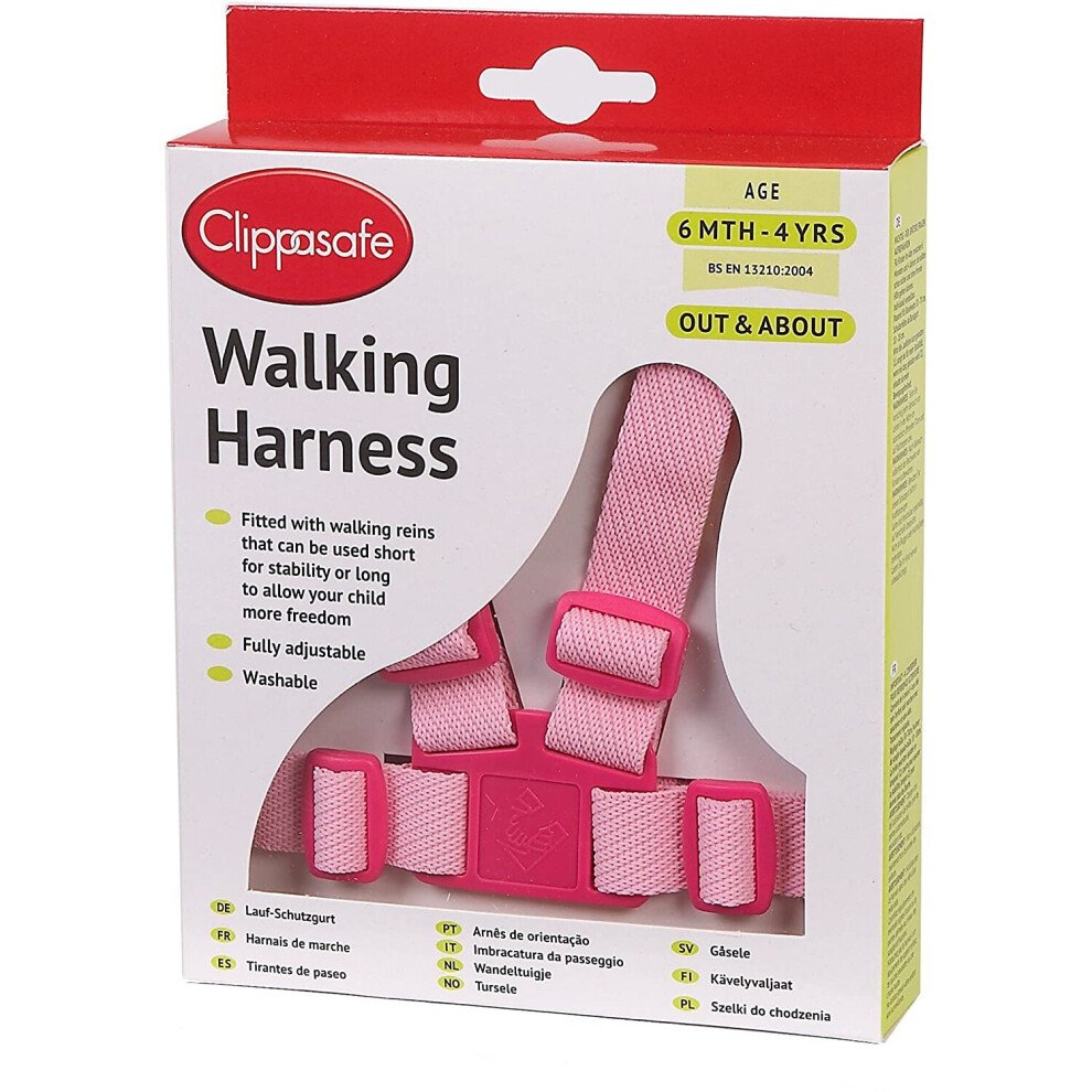 Clippasafe Walking Harness and Reins (Pink)