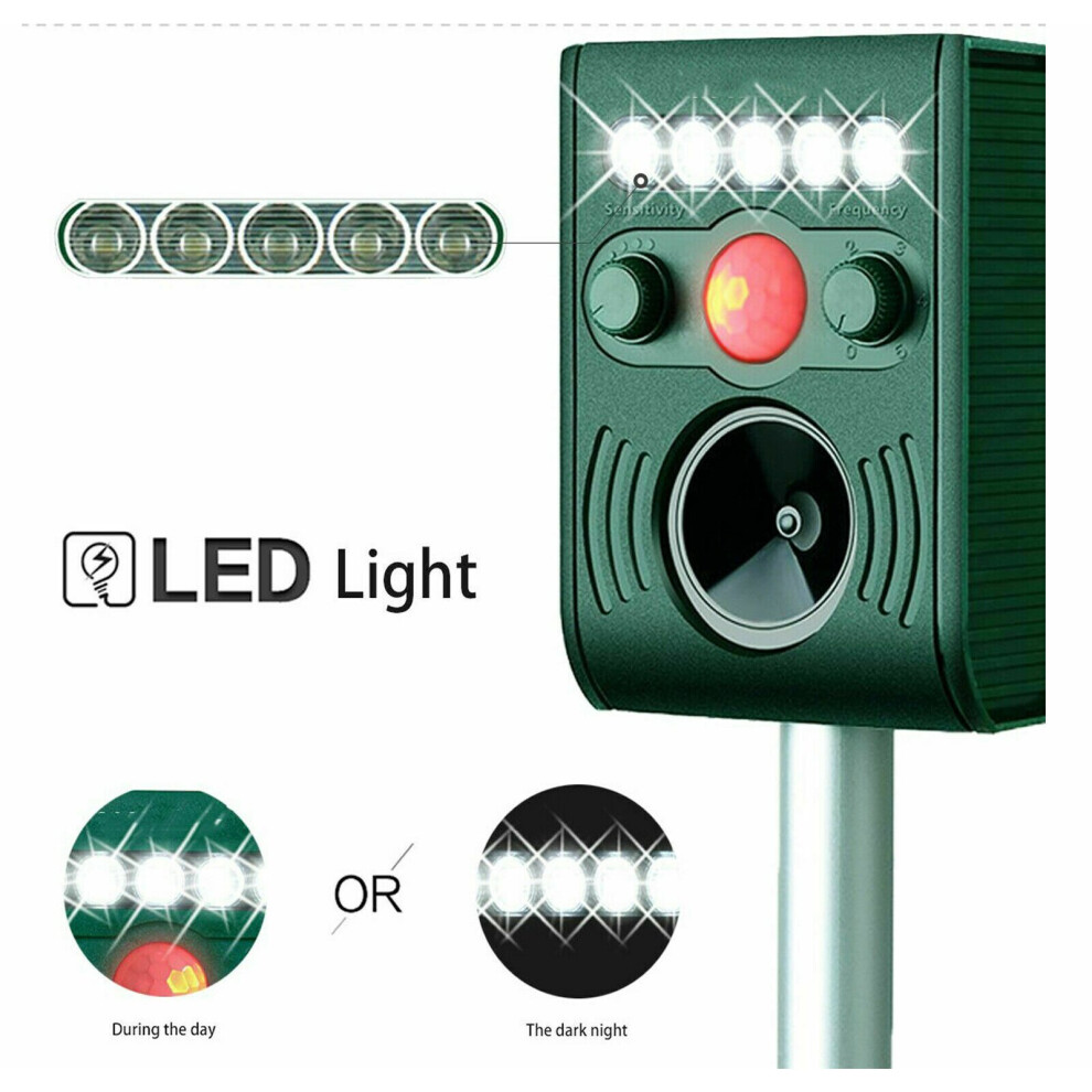 Ranpo Solar Powered Ultrasonic Outdoor Pest Animal Repeller Activated Repellent