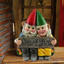 Gnome Couple Garden Statue Grow Old Together Decor