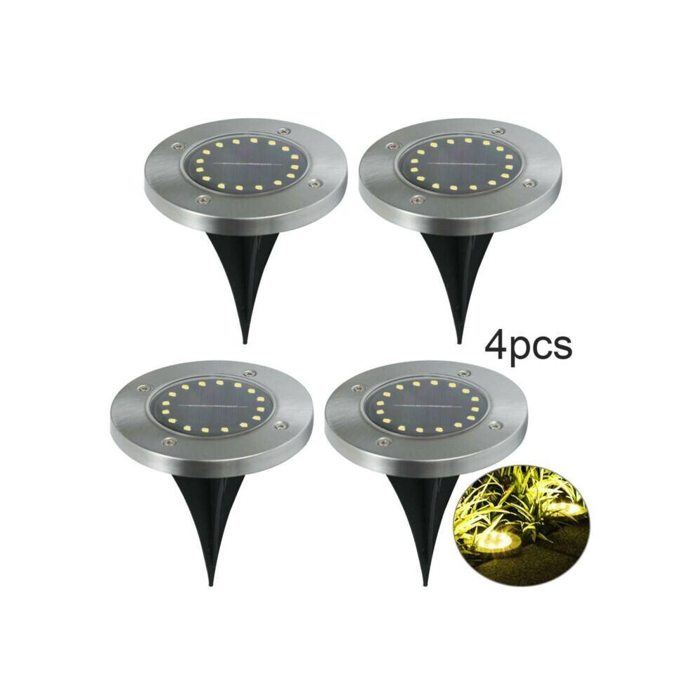 (Warm ) 12Led Solar Power Ground Lights Outdoor Garden Lawn Path Lamp White