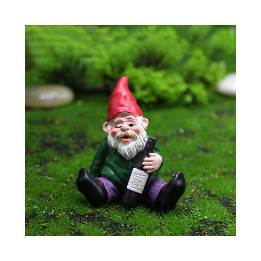 (Drunk Sitting) 4PCS Naughty Gnome Statue Dwarf Garden Decor