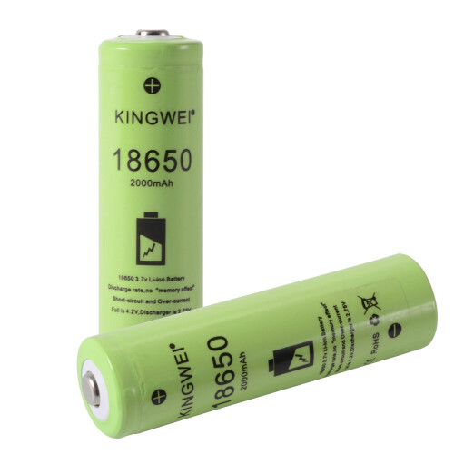 2x 18650 2000mAh power battery 3.7v rechargeable Li-on battery