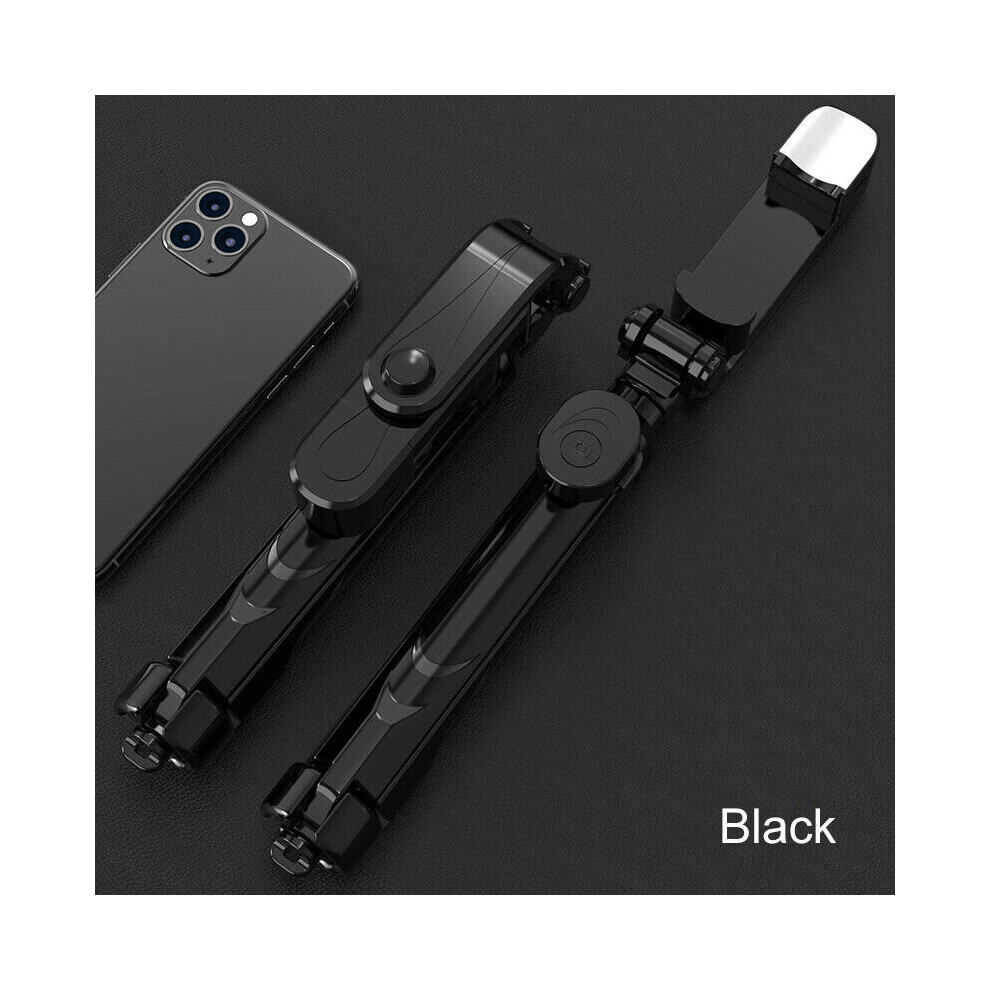 (Black) Portable Selfie Stick Phone Tripod + Bluetooth Remote & Fill Light Live Stream