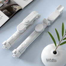 (White) Portable Selfie Stick Phone Tripod + Bluetooth Remote & Fill Light Live Stream