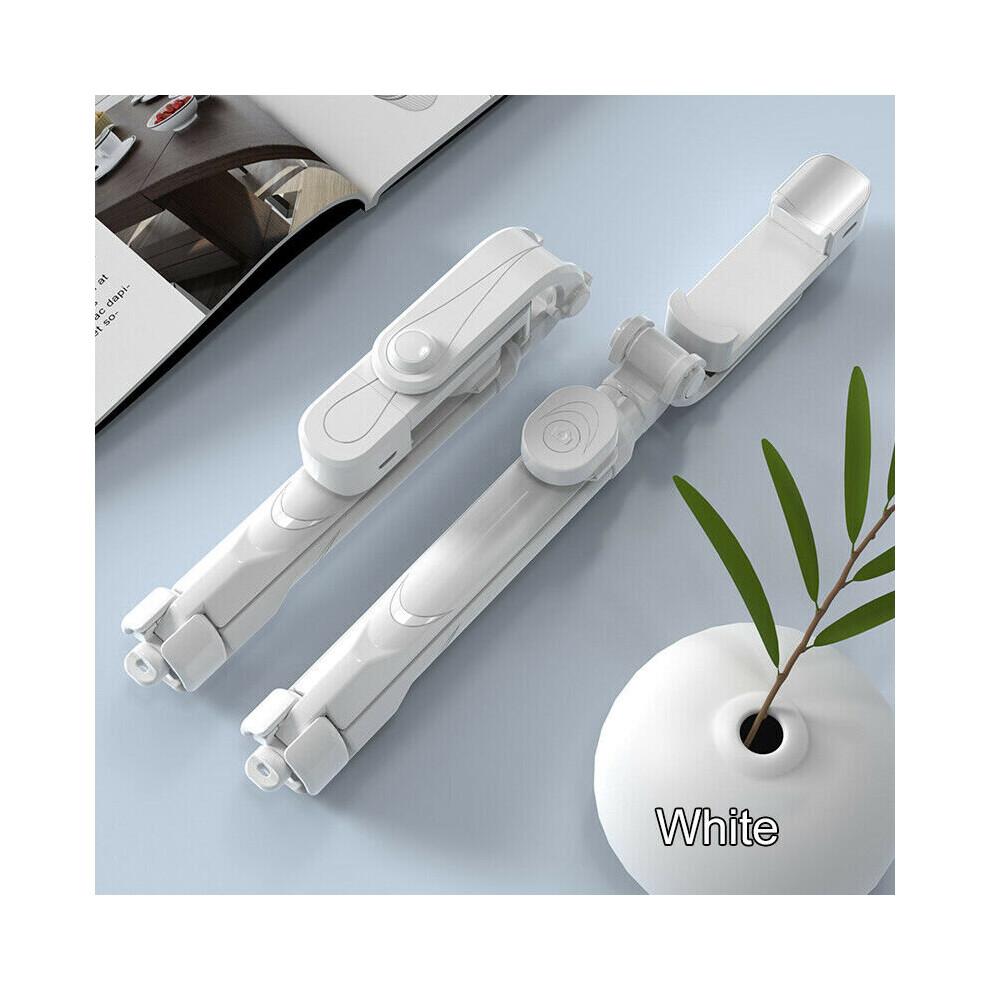 () Portable Selfie Stick Phone Tripod + Bluetooth Remote & Fill Live Stream White/Light 9331437107965