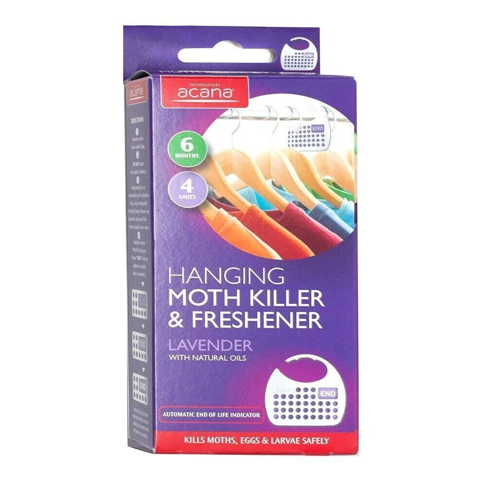 1x Acana 2675-1 Hanging Moth Killer and Lavender Freshener - White (Pack of 4)