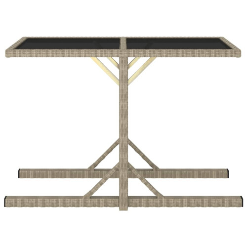 VidaXL vidaXL Gartentisch Beige 1105372 cm Glas und Poly Rattan 1