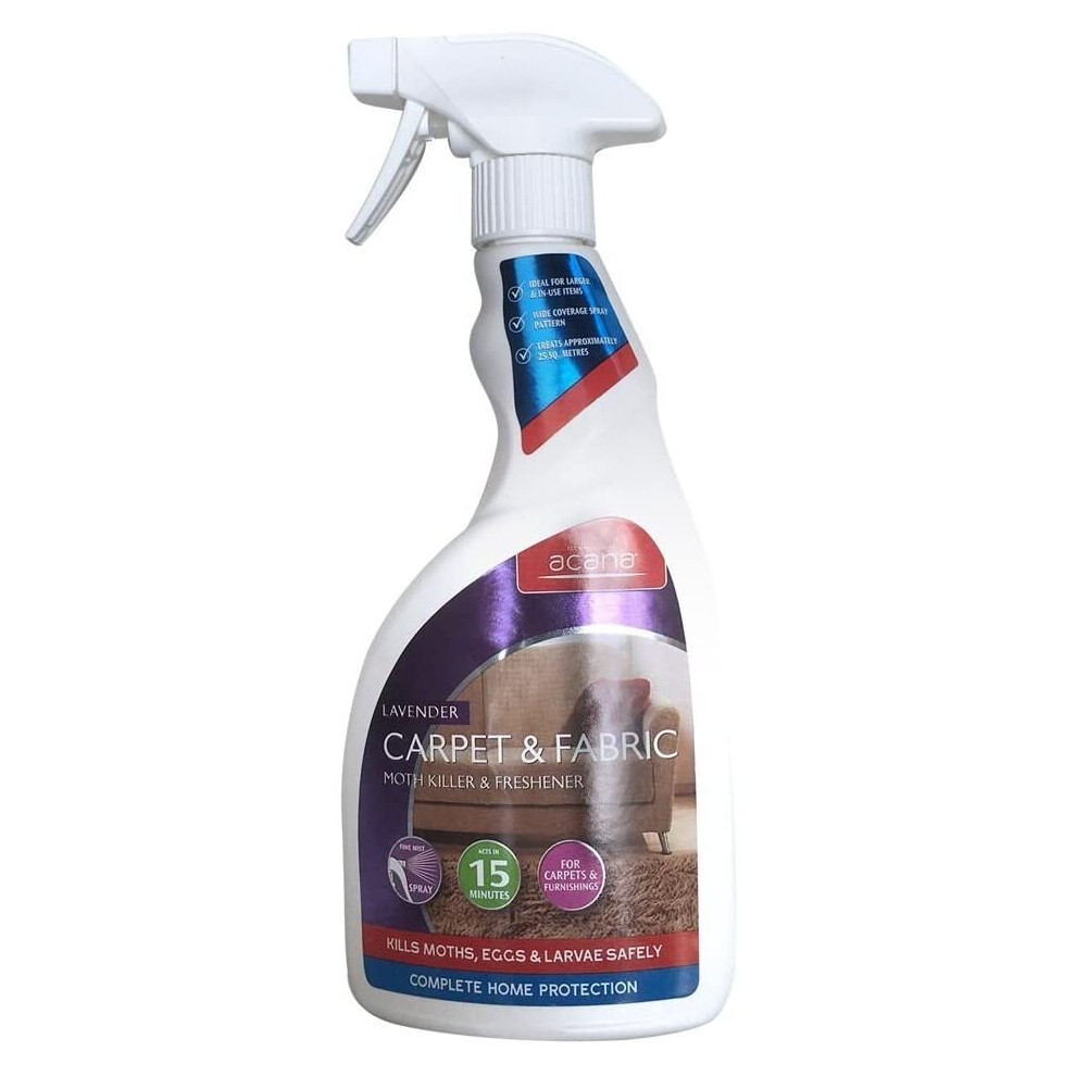 Acana Carpet and Fabric Moth Killer with Lavender Freshener Spray - 500 ml (2-Pack)