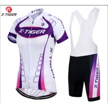 (XS) X-Tiger Women's Cycling Jersey Set Summer Anti-UV Cycling Bicycle Clothing Quick-Dry Mountain Female Bike Clothes Cycling Set