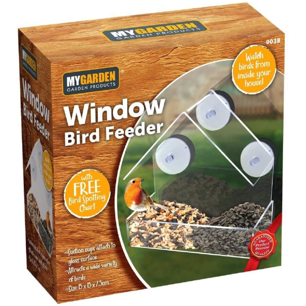 My Garden Window Bird Feeder Clear Perspex Hanging Bird Feeder With Suction Cup