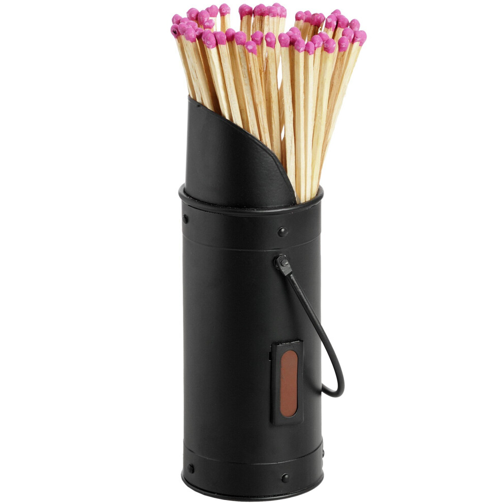Hill Interiors Black Steel Matchstick Holder & 60 Matches Set