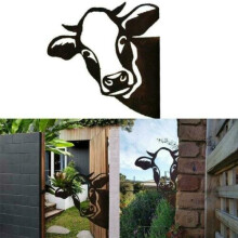 Garden Farm Peeping Kuh Metall Garten Anhänger Dekoration Yard Art Decor
