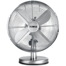 Tower T605000 35W 12 Inch Metal Desk Fan, 3 Speeds, 4 Blades, Chrome