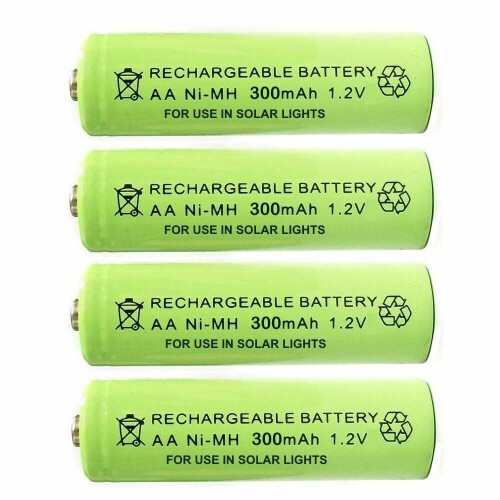 4 Pack AA Ni-MH 300 mAh 1.2V Rechargeable Solar Light Batteries G-0174