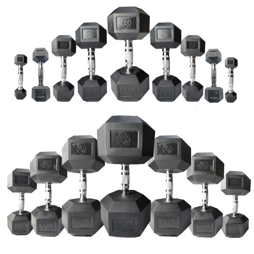 RIP X Hex Dumbbells Rubber Encased 140kg Cast Iron Weight Lift Set