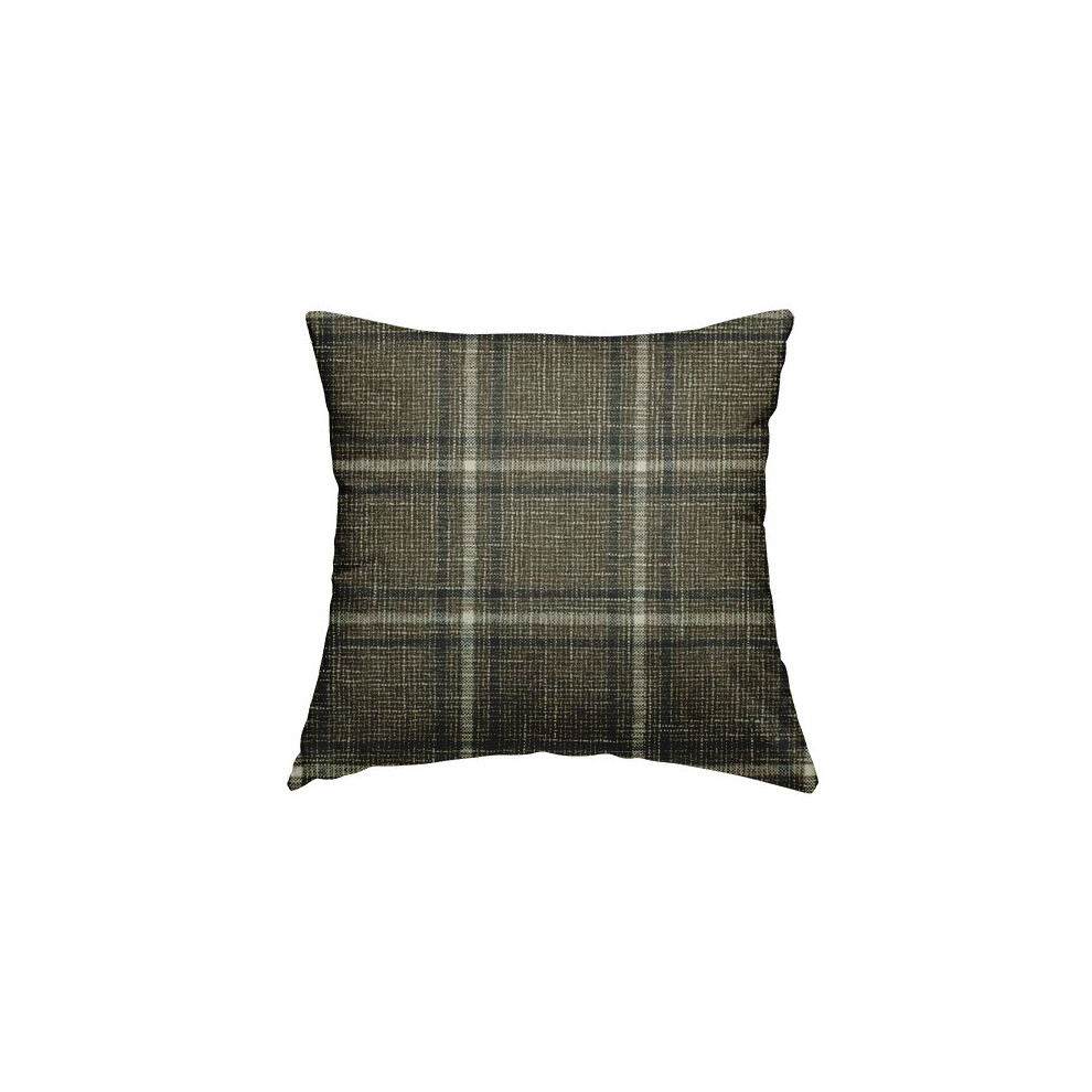 (Small) Woven Fabric Tartan Brown White Pattern Cushions Piped Finish Handmade To Order-image-OPC-P7DSQX6-NEW