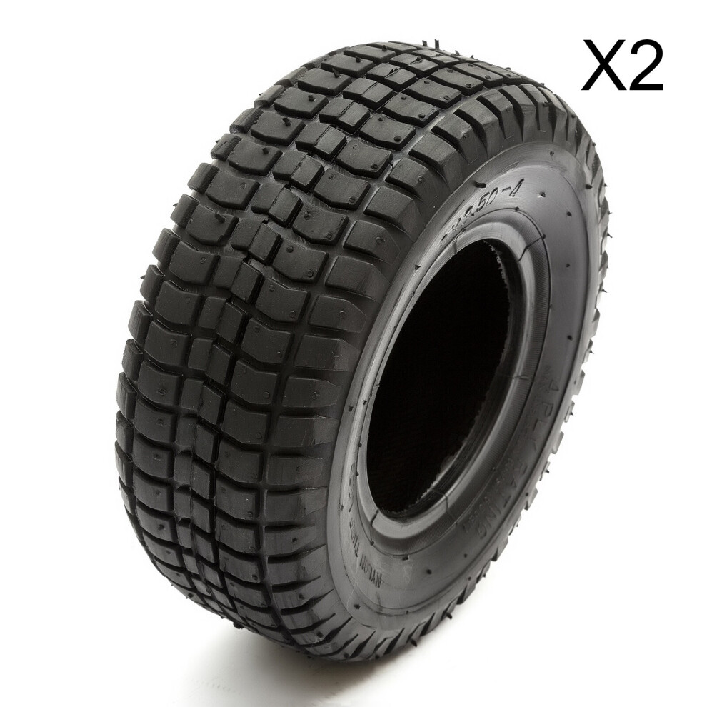 2 X Tubeless Tyre 9 X 3.50 - 4 Knobbly Tread 4" 4 Inch Rim Petrolscooter 5055583034749