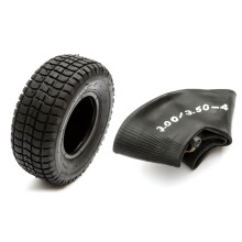 Tyre & Inner Tube 9 x 3.50-4 Block Knobbly Tread Petrol Scooter