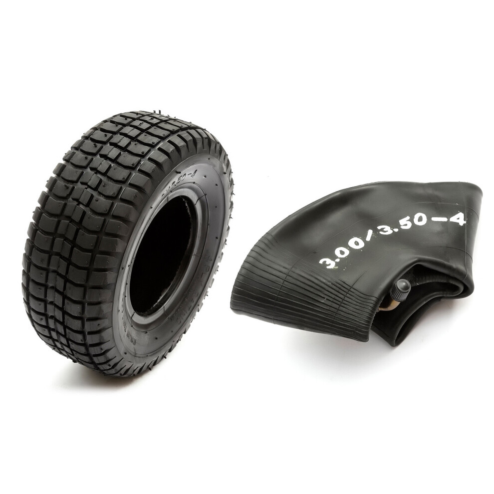 Tyre & Inner Tube 9 X 3.50-4 Block Knobbly Tread Petrol Scooter 5055583034763