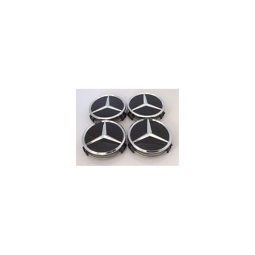 Mercedes Benz Alloy Wheel Centre Center Caps Black 75Mm A B Class X 4