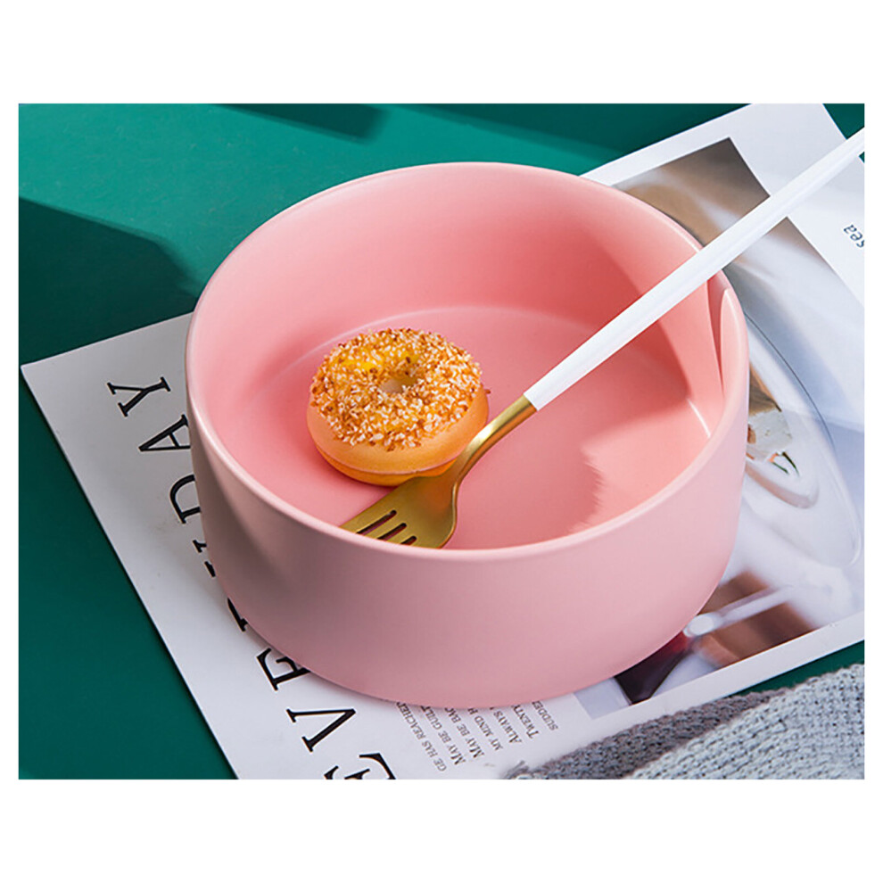 (Pink) Solid Color Ceramic Cereal Bowls , Large Serving Bowl For Pasta, Fruit, Deep Bowls Circle, Microwave & Dishwasher Safe