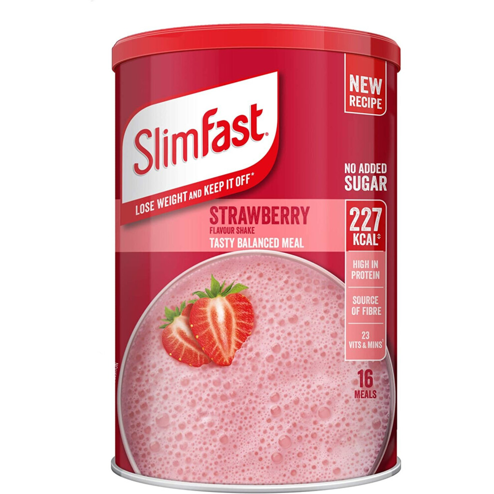 SlimFast Meal Shake, Strawberry Flavour, New Recipe, 16 servings, Lose Weight and Keep It Off, Packaging May Vary