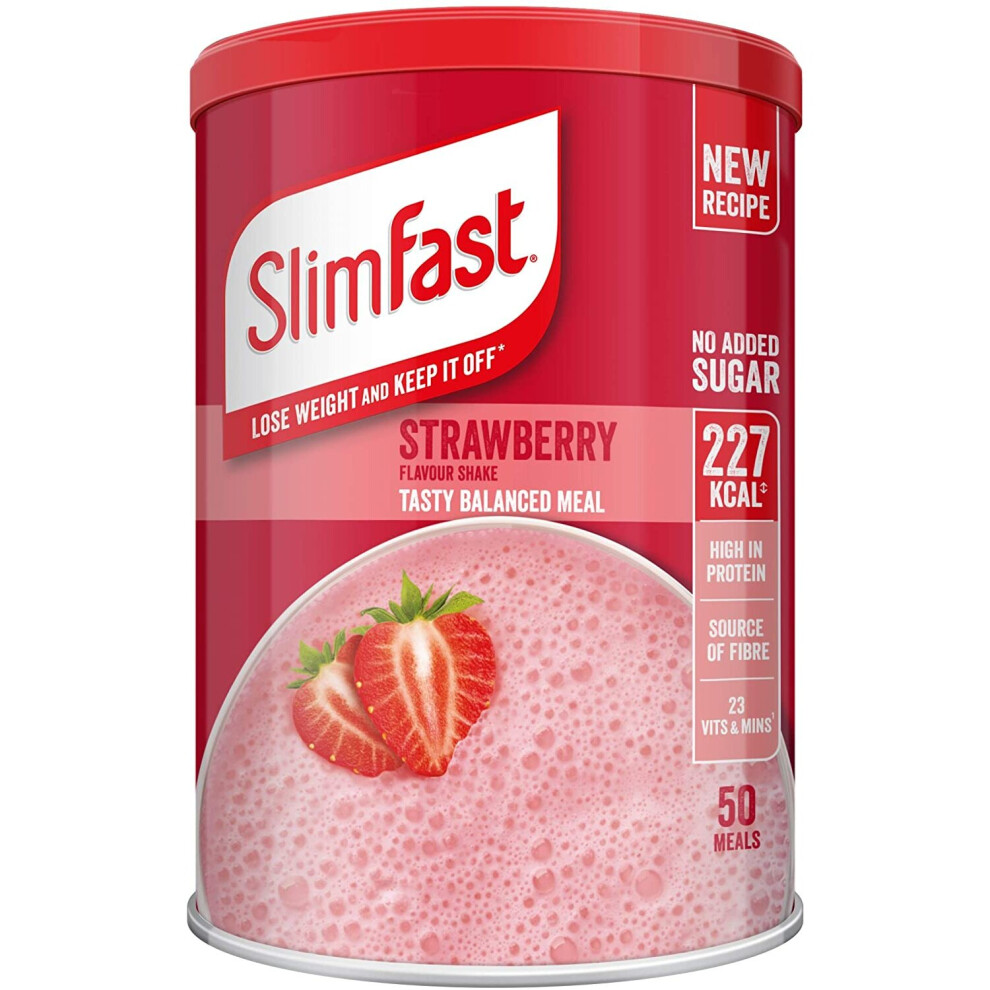 SlimFast Meal Shake, Strawberry Flavour, New Recipe, 50 Servings, Lose Weight and Keep It Off, Packaging May Vary