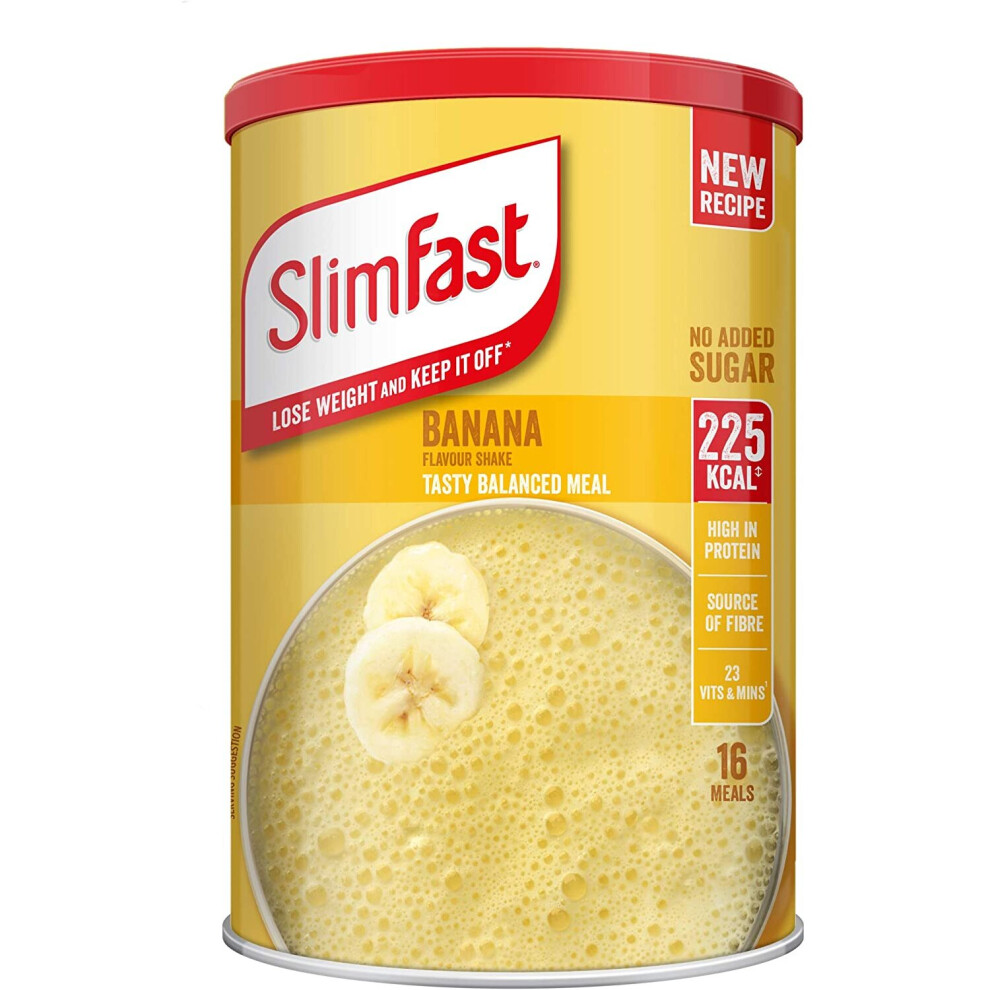 SlimFast Meal Shake, Banana Flavour, New Recipe, 16 servings, Lose Weight and Keep It Off, Packaging May Vary